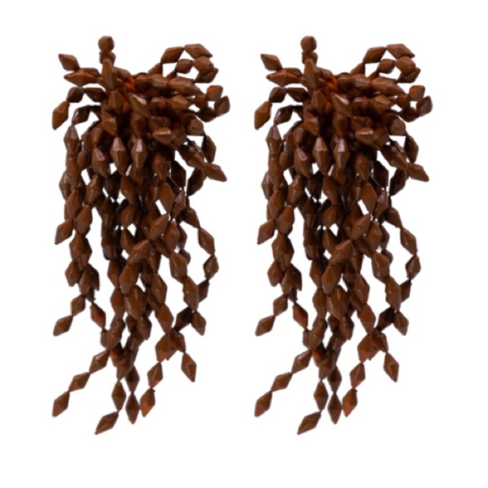🤎 Natasha Brown Beaded Dangle Earrings